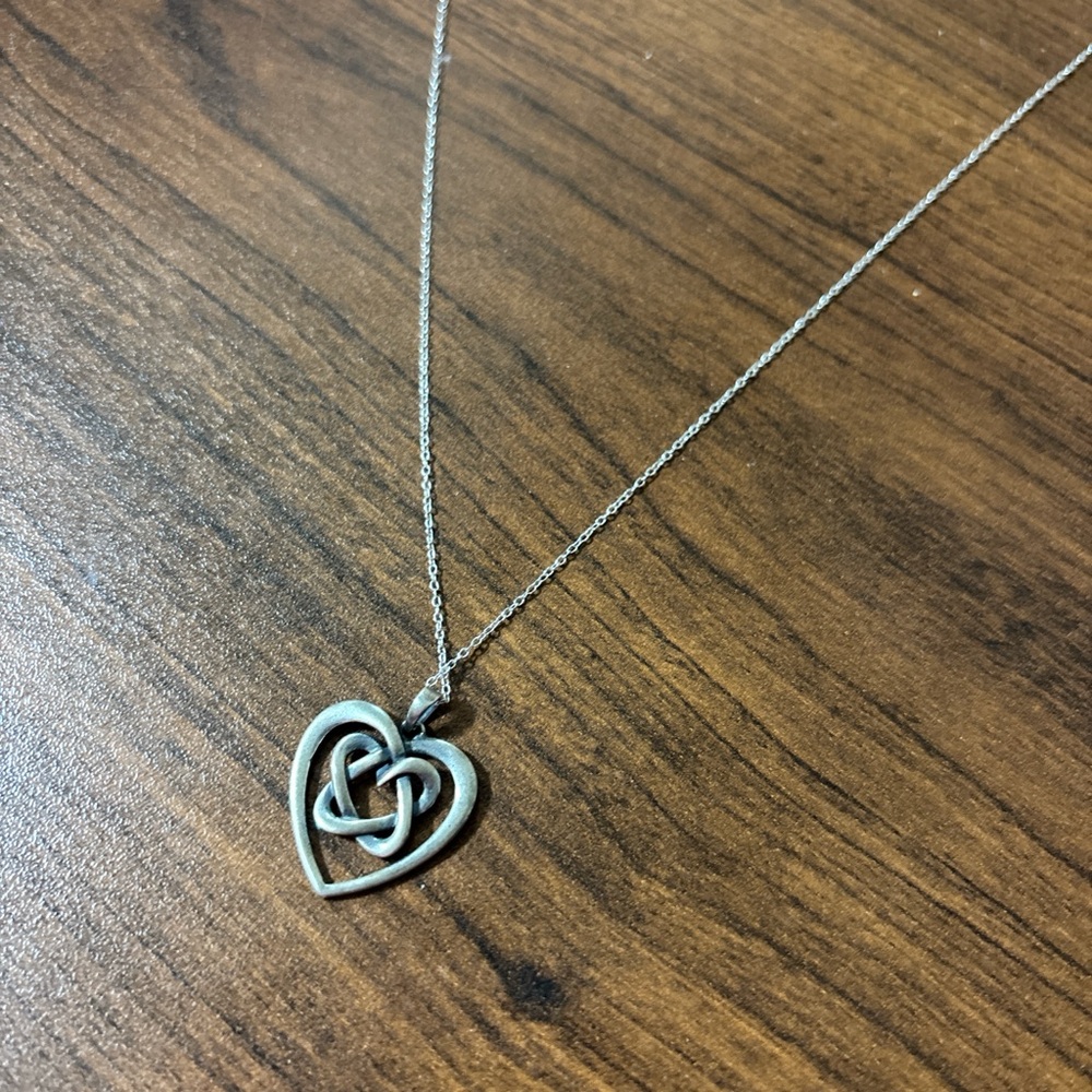 Elegant Silver Heart & Celtic Knot Pendant Necklace